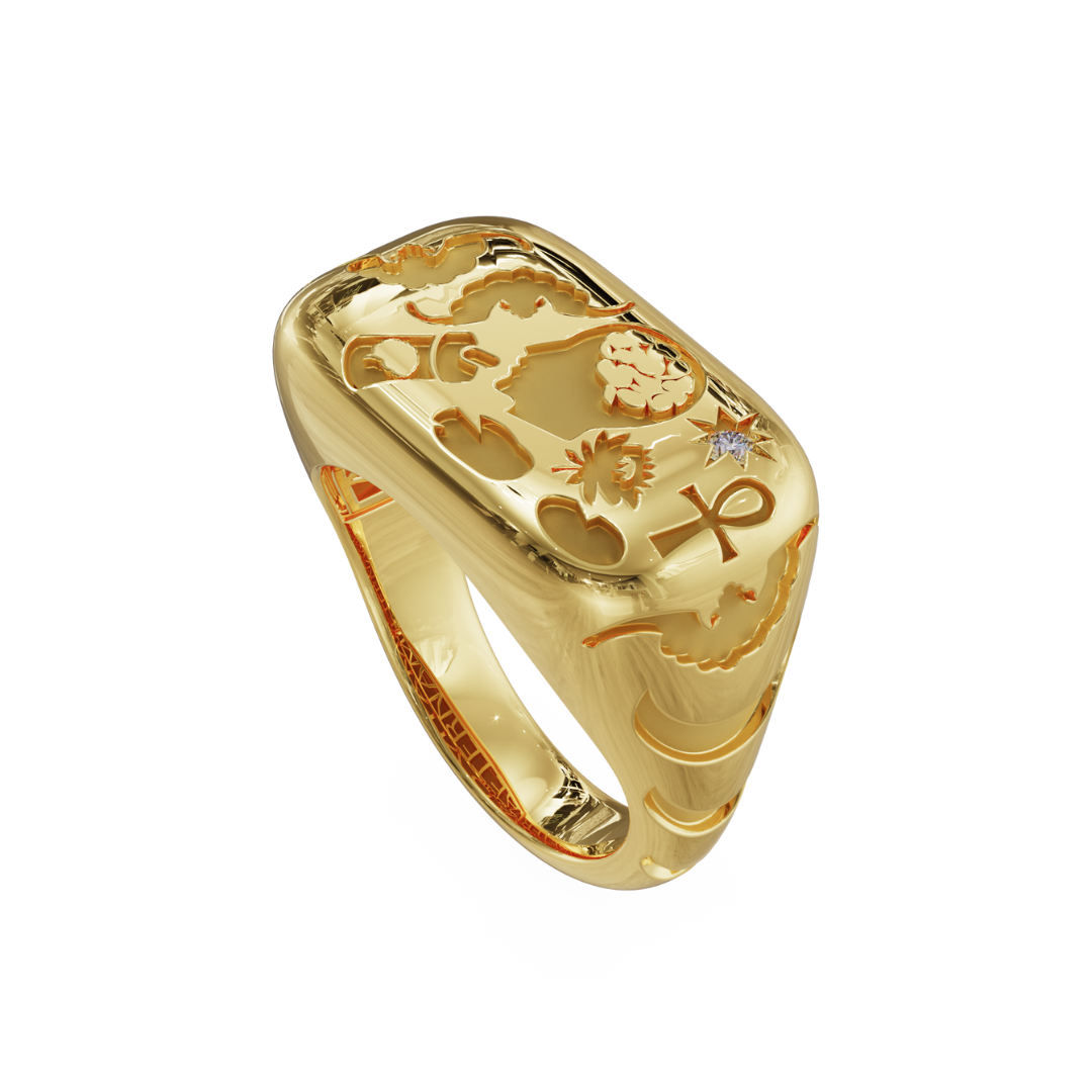 Dyne x The Seven 18K Yellow Gold Cloud Ring with Diamond