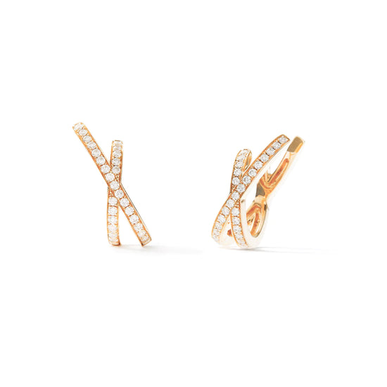 Load image into Gallery viewer, Eva Fehren Small Orbit Hoops in 18K Rose Gold with White Diamonds
