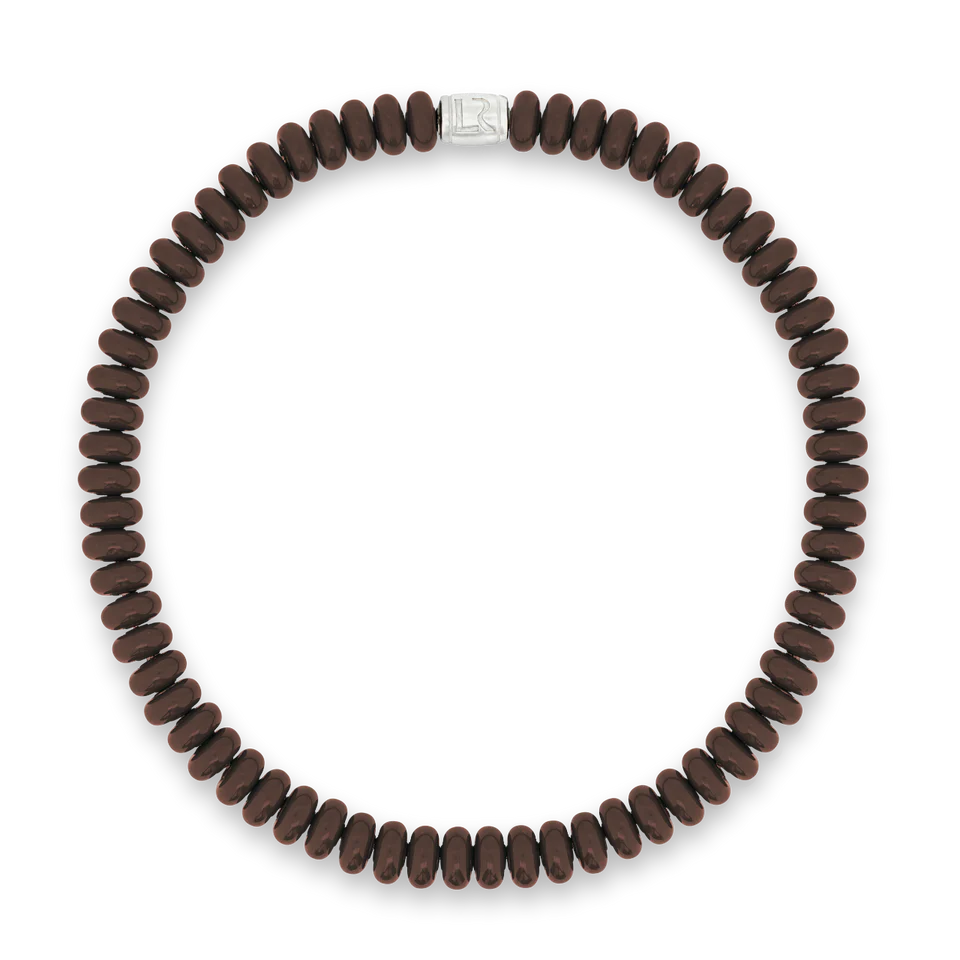 Lauren Rubinski Bob Silver and Chocolate Enamel Donuts Necklace