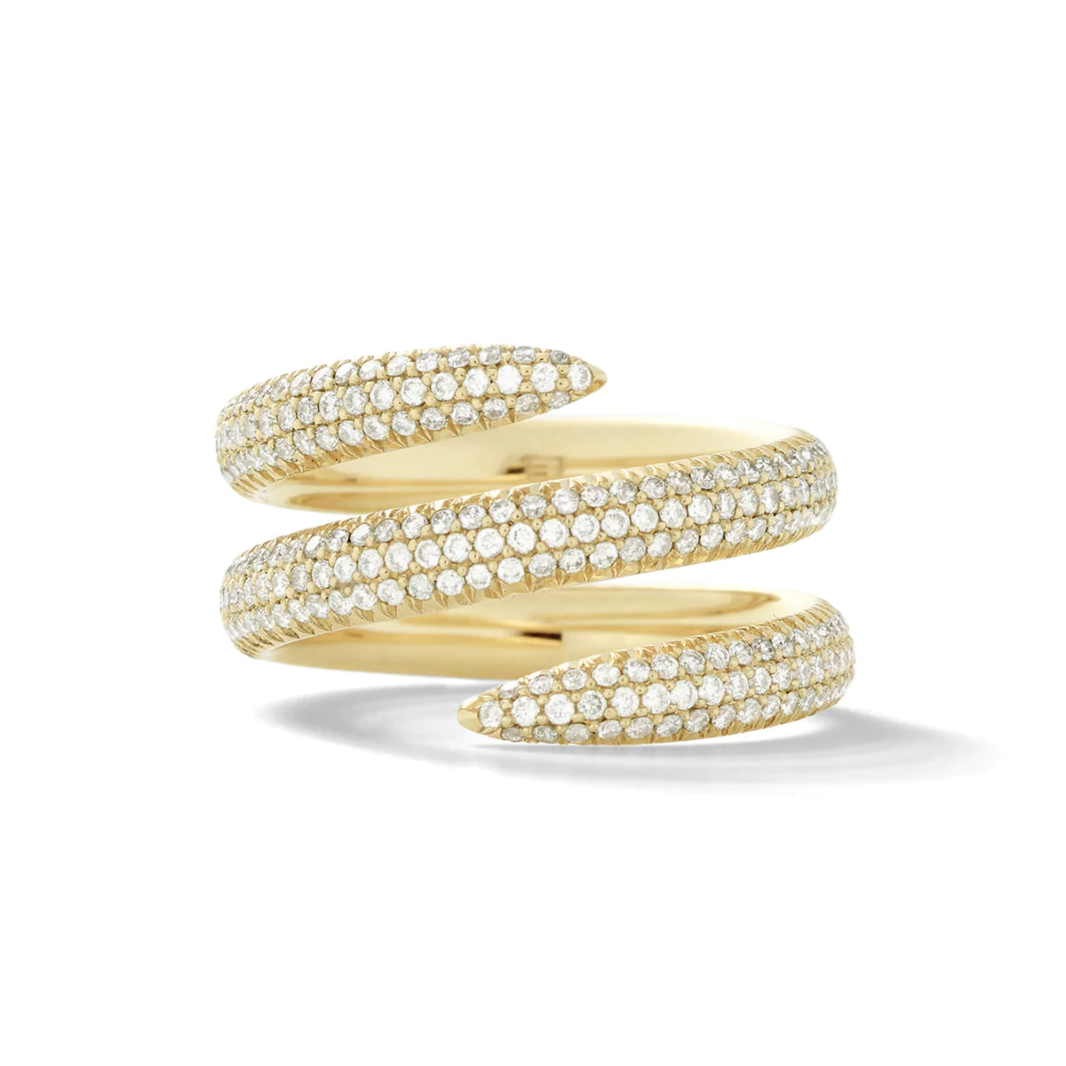 Eva Fehren Pave Snake Ring in 18K Yellow Gold with White Diamonds