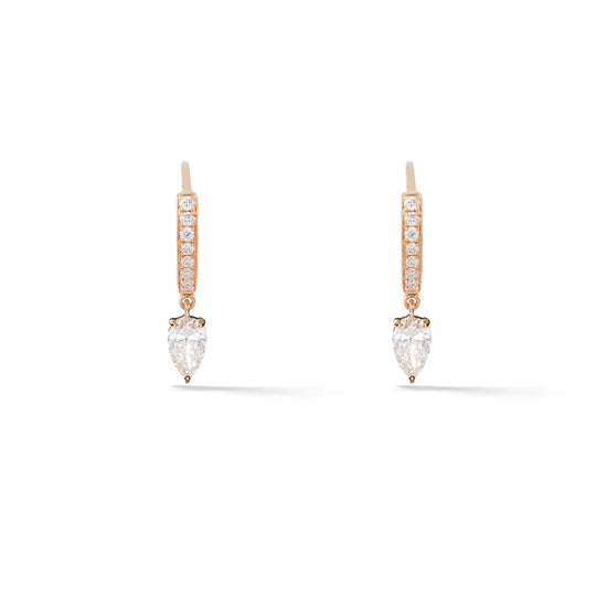 Load image into Gallery viewer, Eva Fehren Boa Hoops in 18K Rose Gold with 0.40 ct Pear Shaped Diamonds

