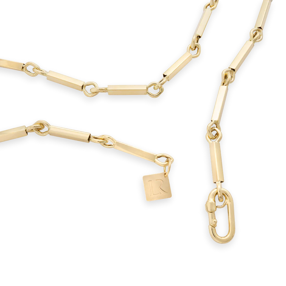 Lauren Rubinski Elliot Yellow Gold Short Chain Necklace with Rectangular