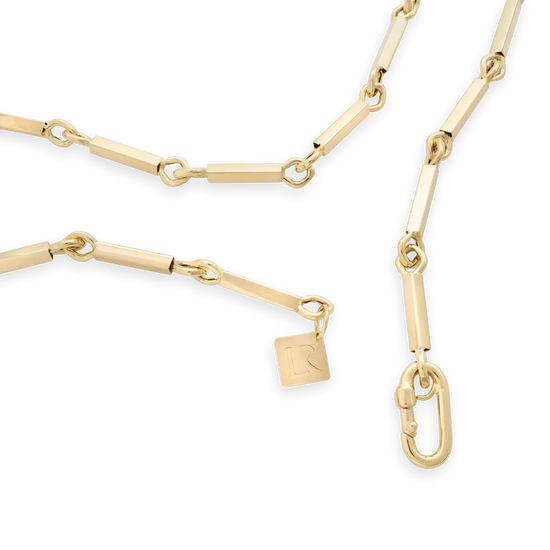 Lauren Rubinski Elliot Yellow Gold Short Chain Necklace with Rectangular