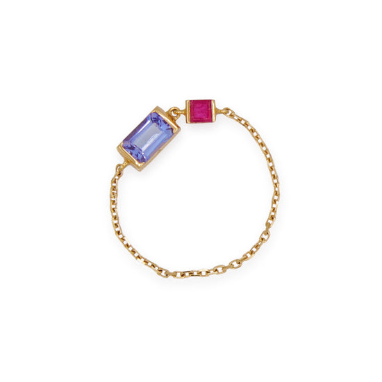 YI Collection Tanzanite & Ruby Chain Ring