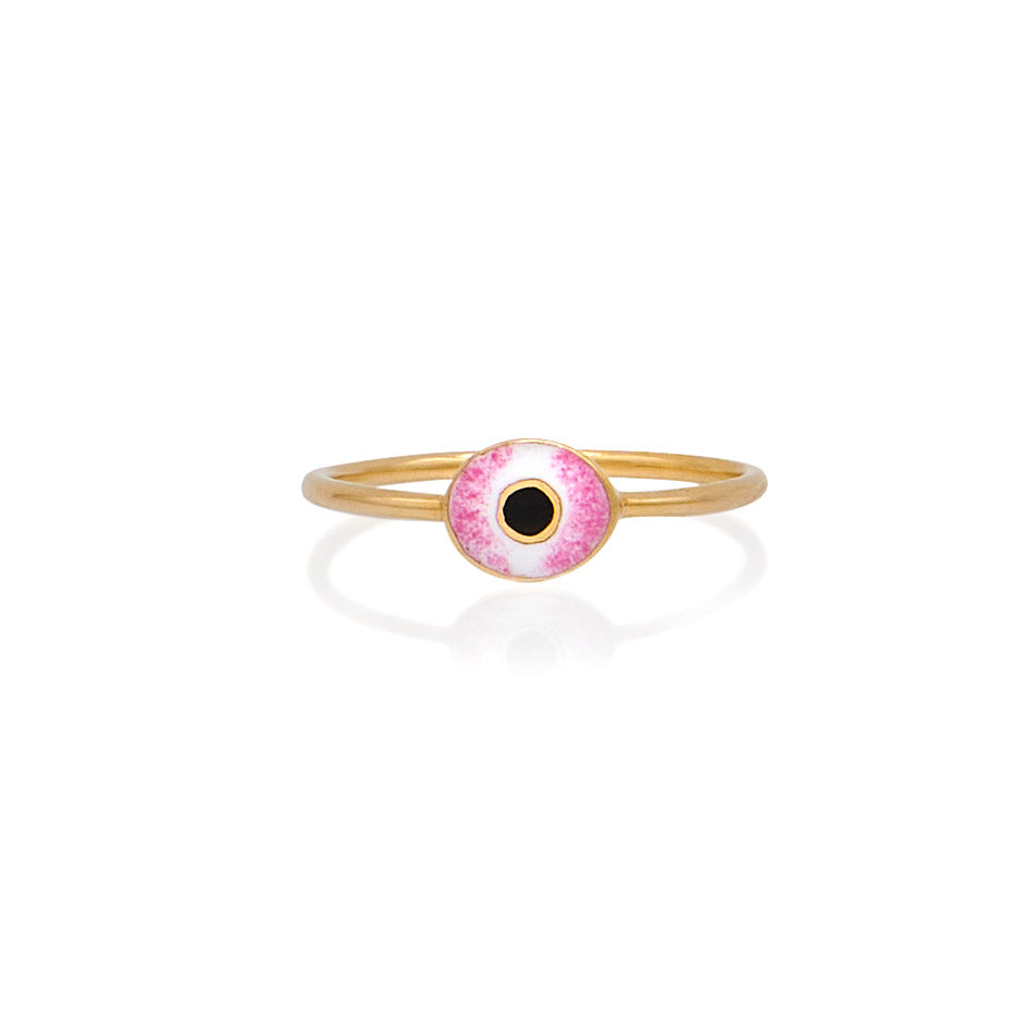 Holly Dyment Mini Evil Eye Pink Enamel Ring