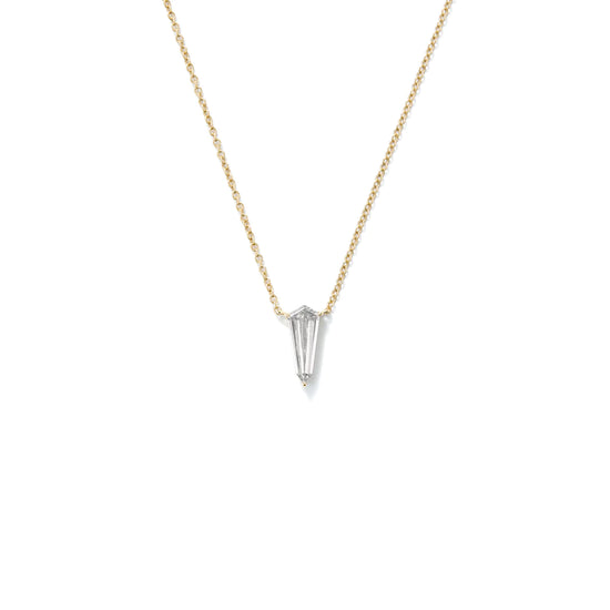 Load image into Gallery viewer, Eva Fehren Offset Warrior Pendant 18K Yellow Gold with 0.61 ct Prong Set Elongated Shield Shaped Diamond / Fancy Light Brown - Yellow / VS1
