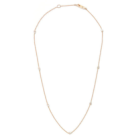 Eva Fehren Boa Offset Chain in 18K Rose Gold with Seven Floating Pear Shaped Diamonds - 0.90 ct
