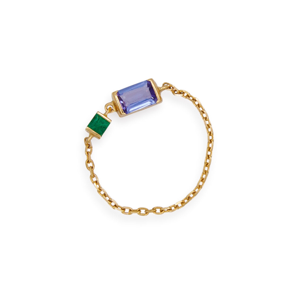 YI Collection Tanzanite & Emerald Chain Ring