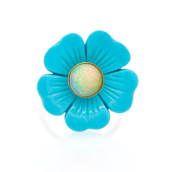 Sophie Joanne Flower Ring Turquoise and Ethiopian Opal
