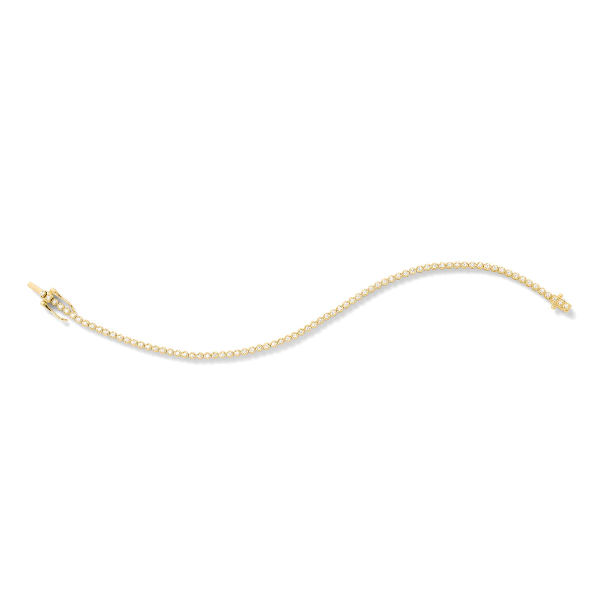 Load image into Gallery viewer, Eva Fehren 1mm Line Bracelet in 18K Yellow Gold with White Diamonds
