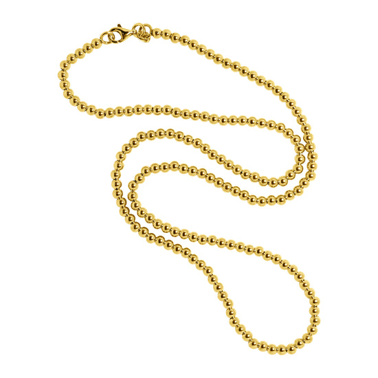 The Seven Yellow Gold 16” Hollow Beaded Necklace