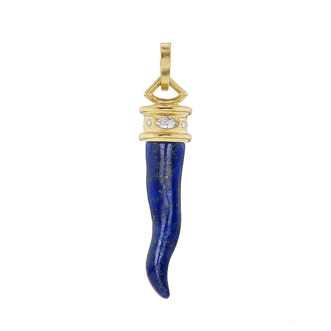 Emily Weld Collins Cornicello Charm in Lapis with Diamonds