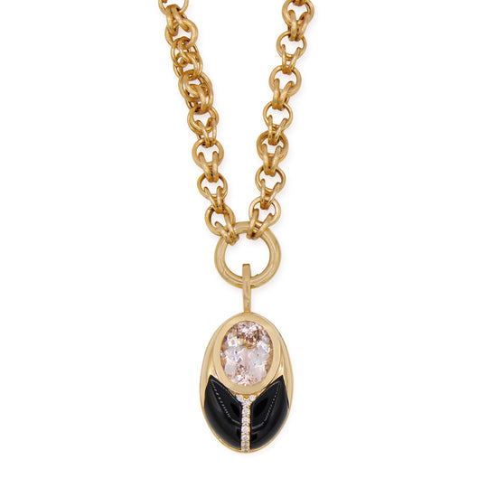 Mason & Books Big Love Bug Pendant - Morganite & Black Onyx