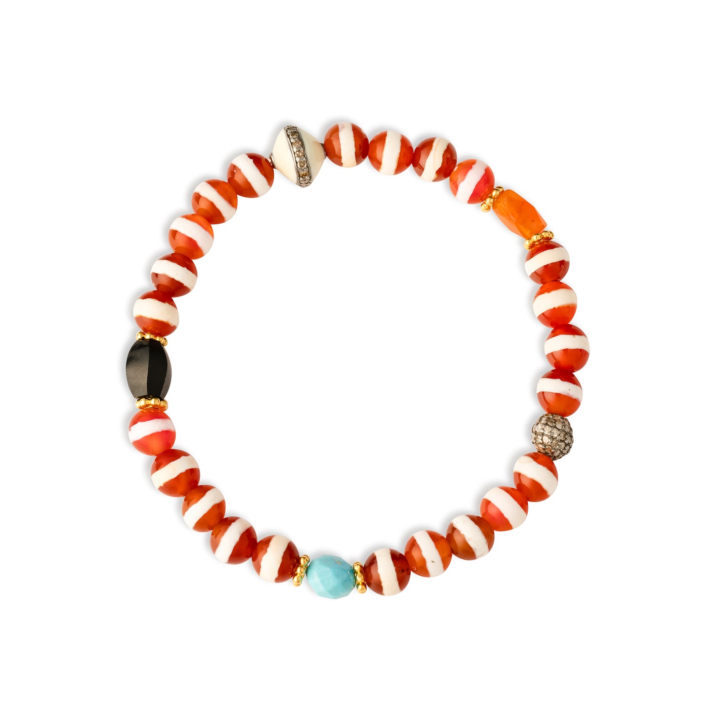 Ileana Makri Brown Agate Stripe Beaded Bracelet