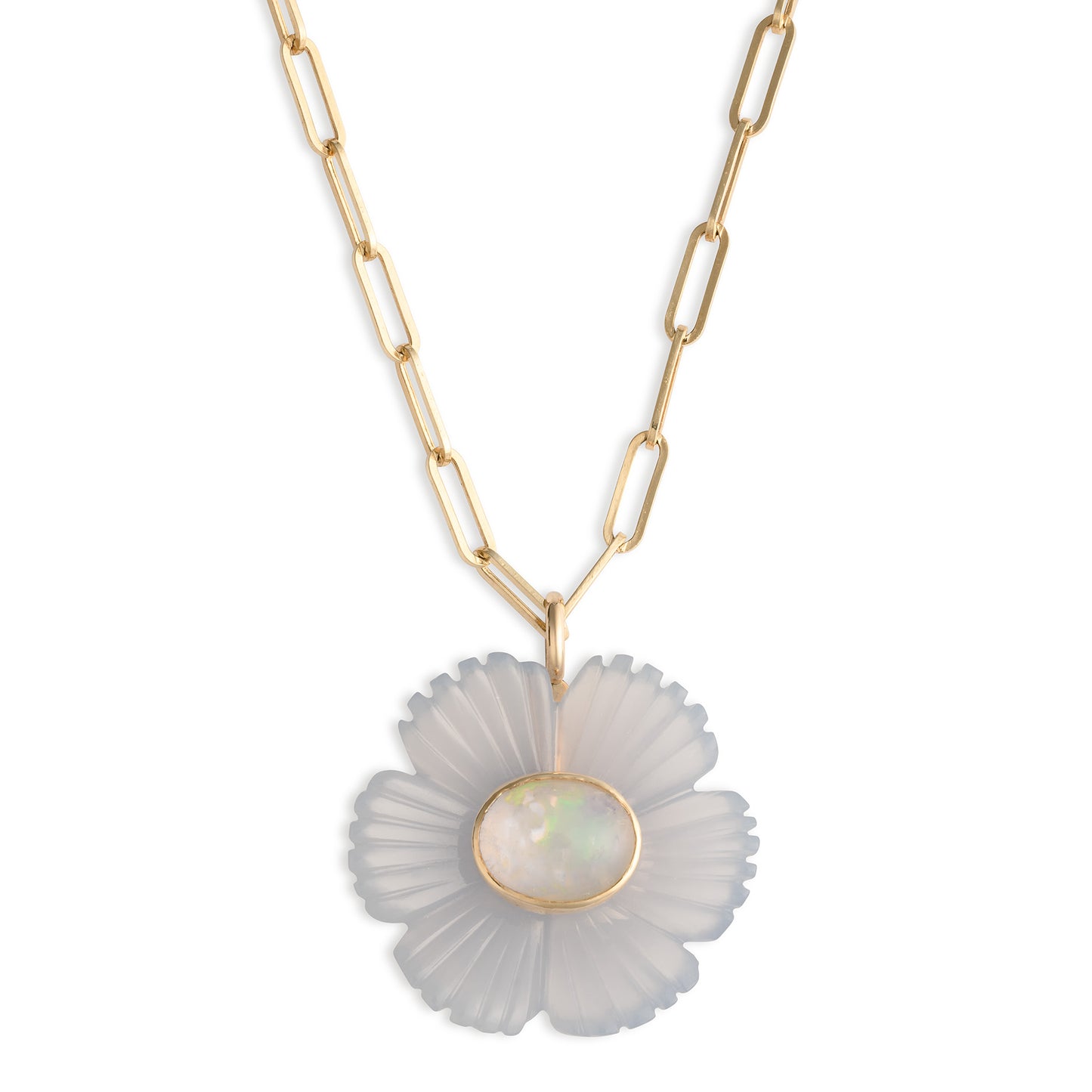 Sophie Joanne Paradise XL Flower Pendant - Chalcedony & Ethiopian Opal