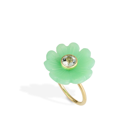 Load image into Gallery viewer, Sophie Joanne Flower Ring Small - Chrysoprase &amp;amp; Peridot
