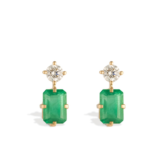YI Collection Emerald & Diamond Deco Earrings