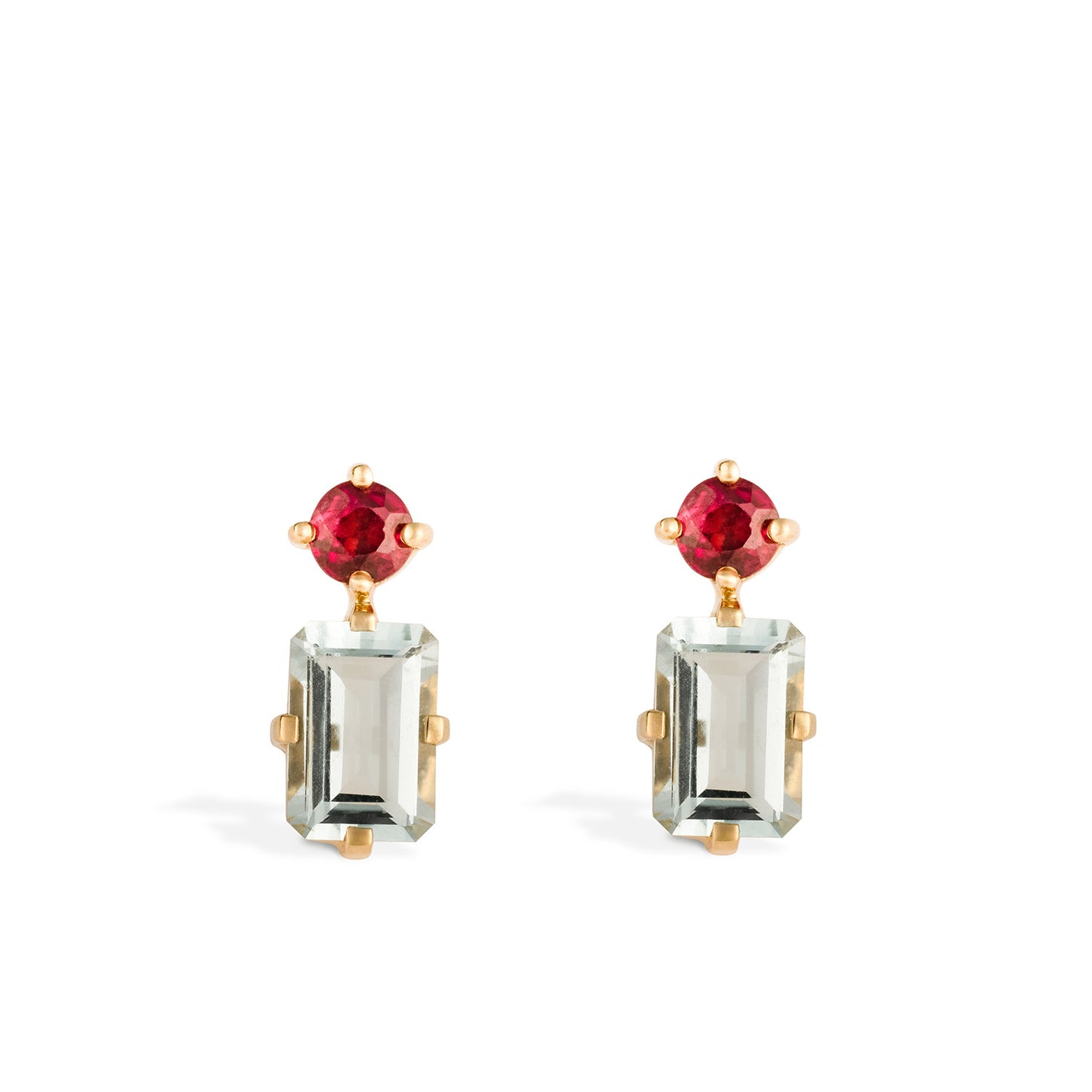 Load image into Gallery viewer, YI Collection Ruby &amp;amp; Aquamarine Deco Earrings
