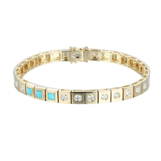 Type Jewelry l'Ego ID Turquoise and Diamond Tennis Bracelet