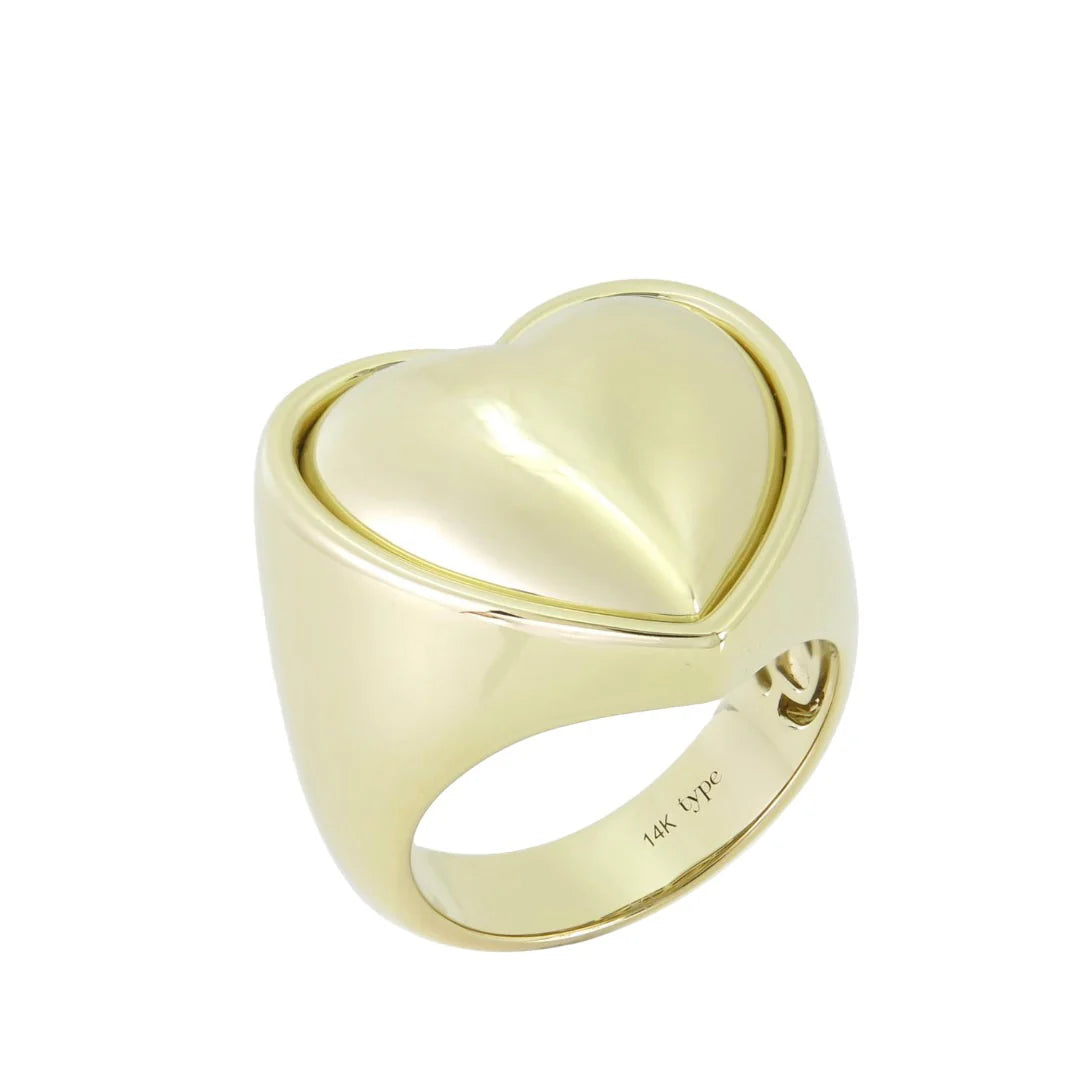 Type Jewelry Puffer Gold Heart Cocktail Ring