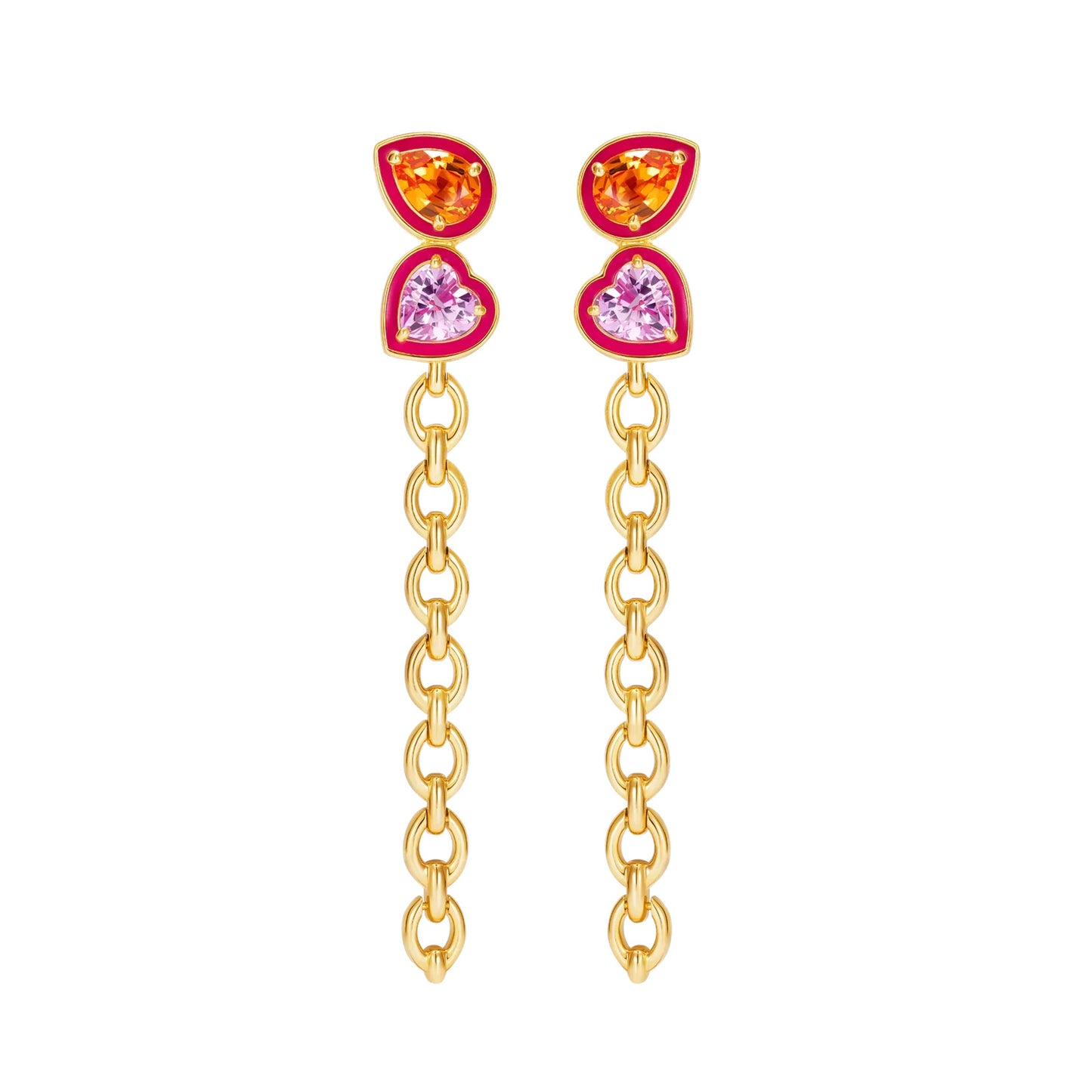 Nadine Aysoy Catena Double Stone Long Enamel Earrings