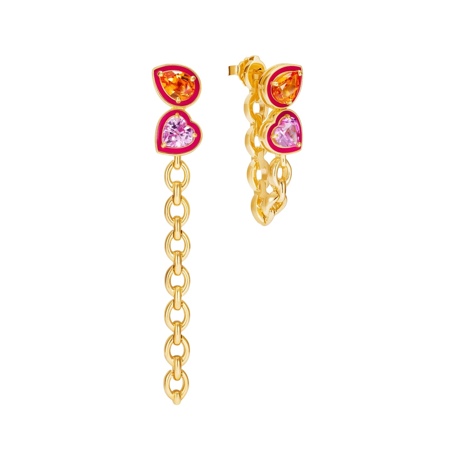 Nadine Aysoy Catena Double Stone Long Enamel Earrings