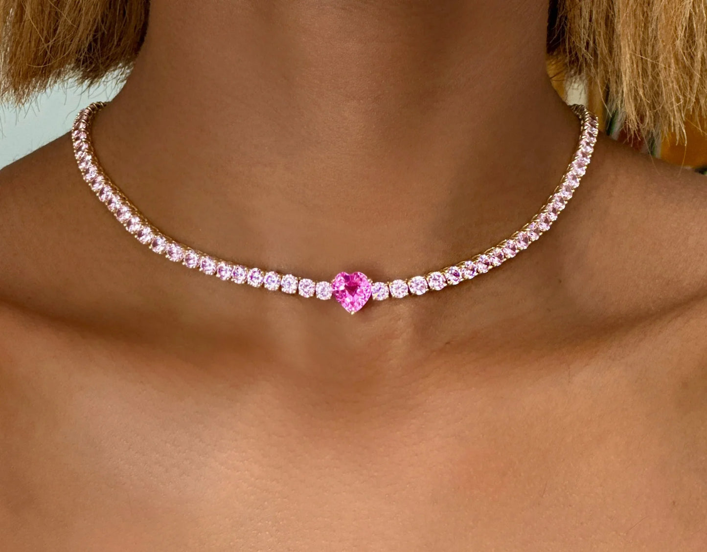 Nadine Aysoy Le Cercle Pink Sapphire Tennis Necklace