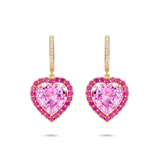 Nadine Aysoy Le Cercle Heart Shaped Pink Sapphire Earrings