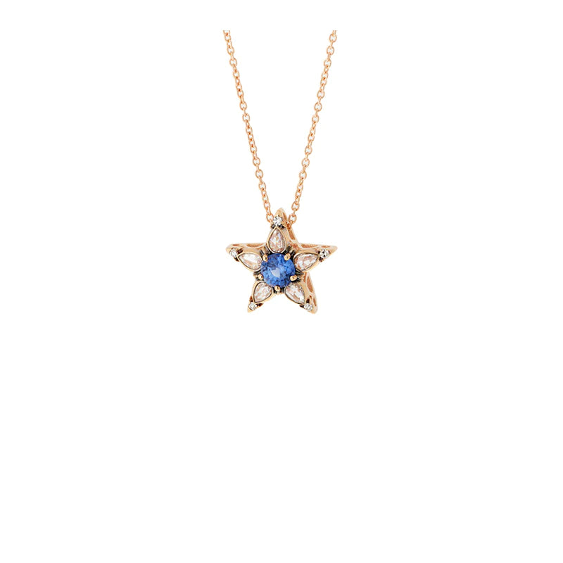 Selim Mouzannar Blue Sapphire & Diamond Star Pendant Necklace
