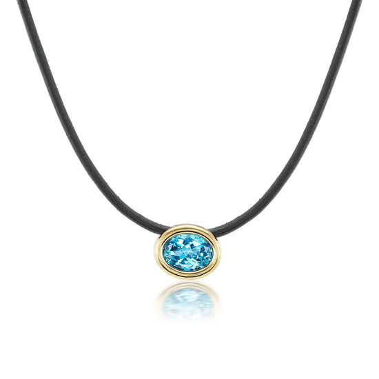 Beck Jewels Scuba Blue Topaz Pendant on Leather