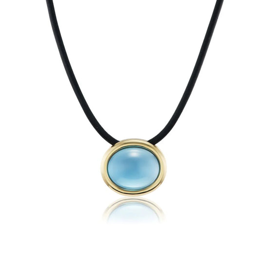 BECK SCUBA CABOCHON BLUE TOPAZ CHOKER NECKLACE