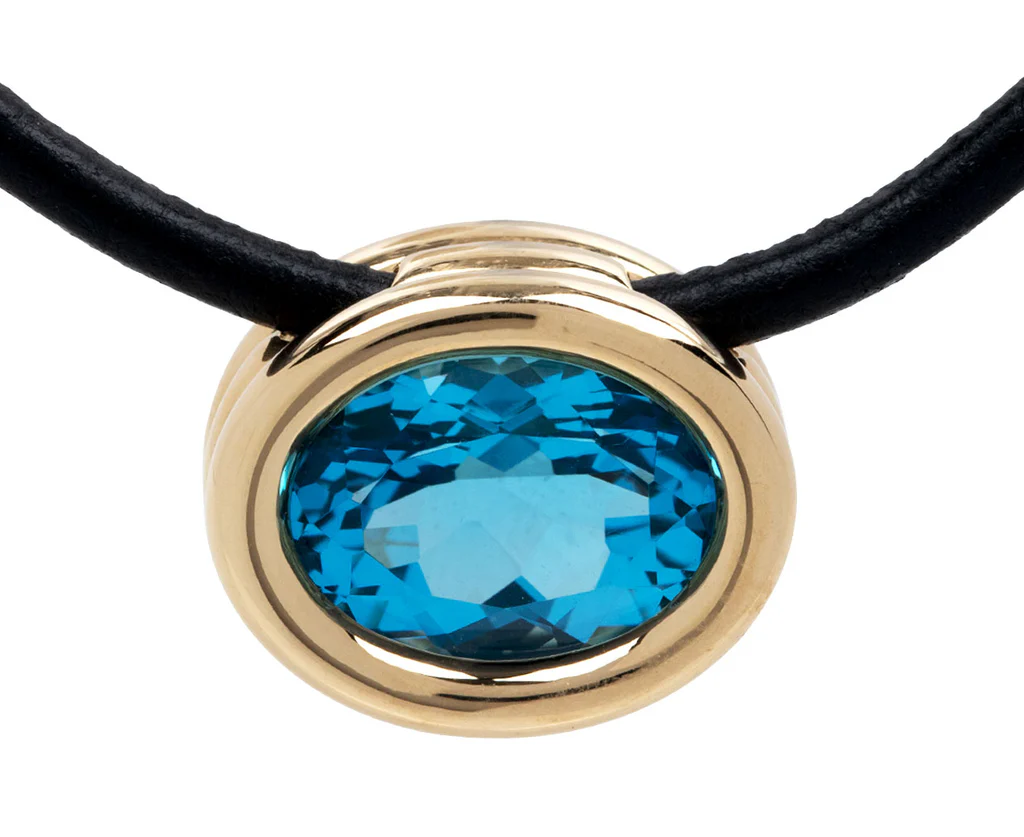 Beck Jewels Scuba Blue Topaz Pendant on Leather