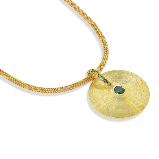 Load image into Gallery viewer, Jade Ruzzo Cymbal Pendant - Green Tourmaline &amp;amp; Pave
