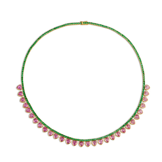 Load image into Gallery viewer, Emily P Wheeler Bride Necklace - Emerald &amp;amp; Pink Sapphire
