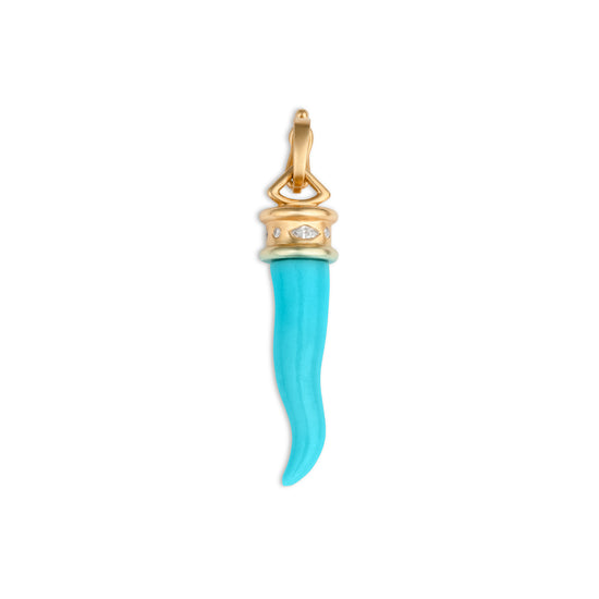 Emily Weld Collins Cornicello Amulet Charm in Turquoise & Diamonds