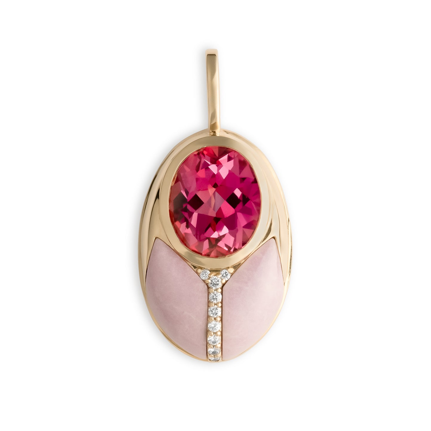Mason and Books Love Bug Pendant - Pink Opal and Glass Filled Ruby