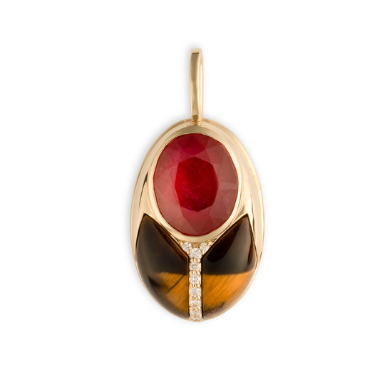 Load image into Gallery viewer, Mason &amp;amp; Books Big Love Bug— Tigers Eye and Ruby
