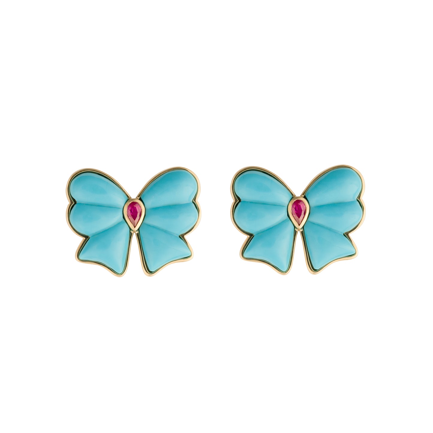 Load image into Gallery viewer, Mason &amp;amp; Books Berkeley Bow Studs - Ruby &amp;amp; Turquoise
