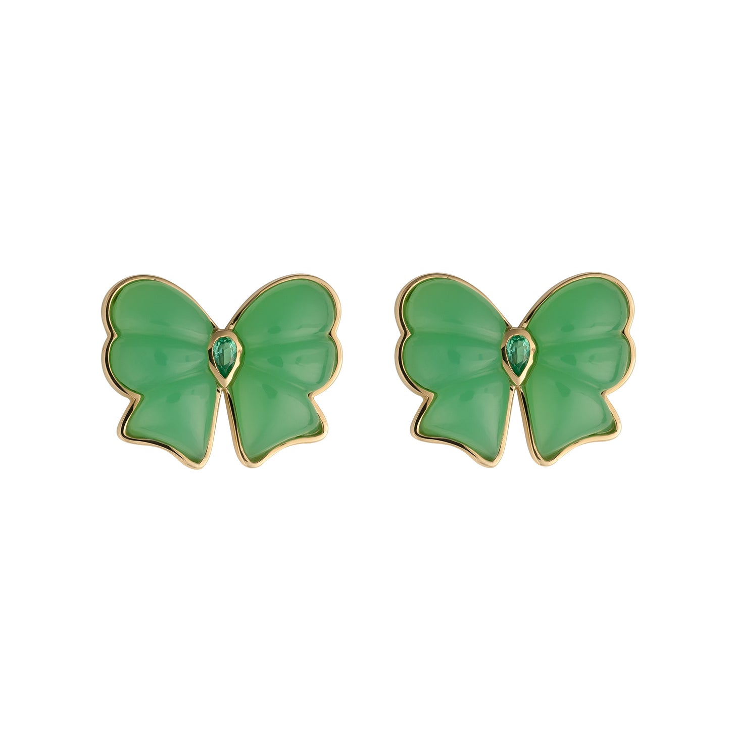 Load image into Gallery viewer, Mason &amp;amp; Books Berkeley Bow Studs - Chrysophrase and Emerald
