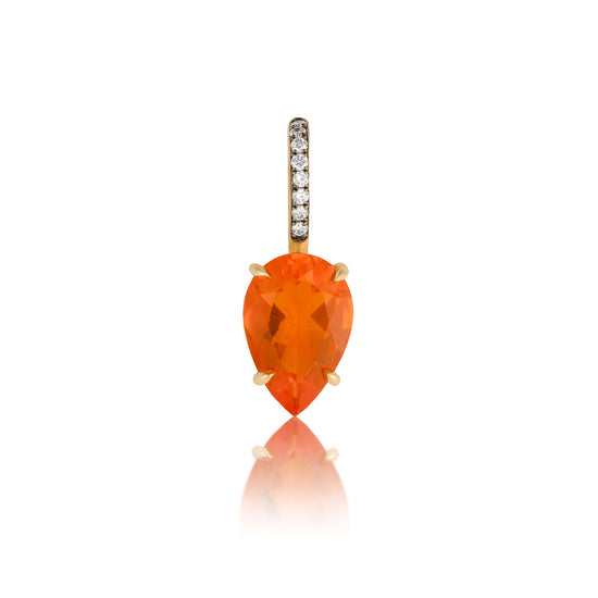 Load image into Gallery viewer, Jemma Wynne One of a Kind Prive Mexican Fire Opal Pear Charm with Blackened Pace Diamond Bail
