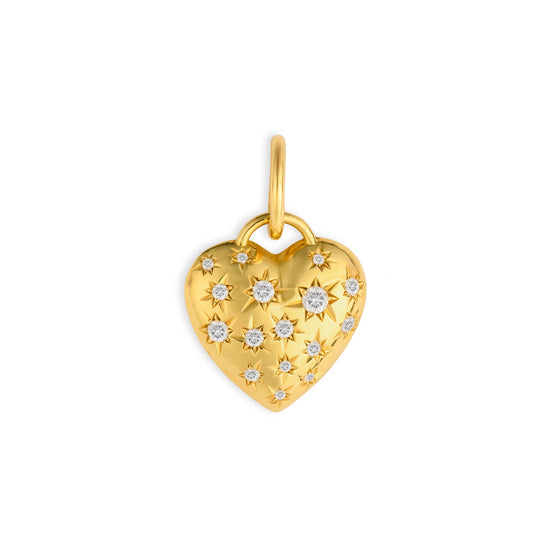 Jemma Wynne Anniversary Small Puffed Heart Pendant with Star Set Diamonds