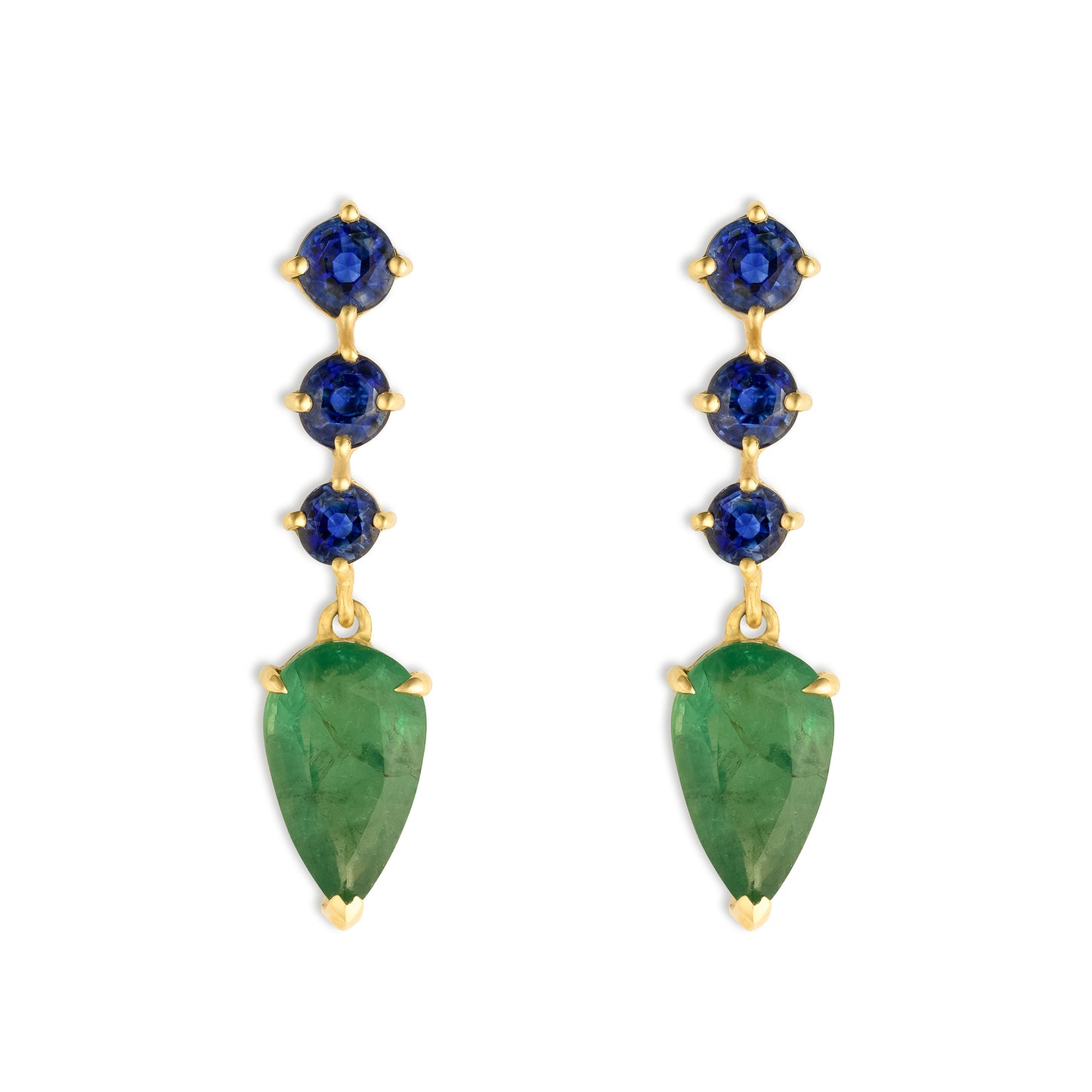 Load image into Gallery viewer, Yi Collection Emerald &amp;amp; Sapphire Arrow Earrings
