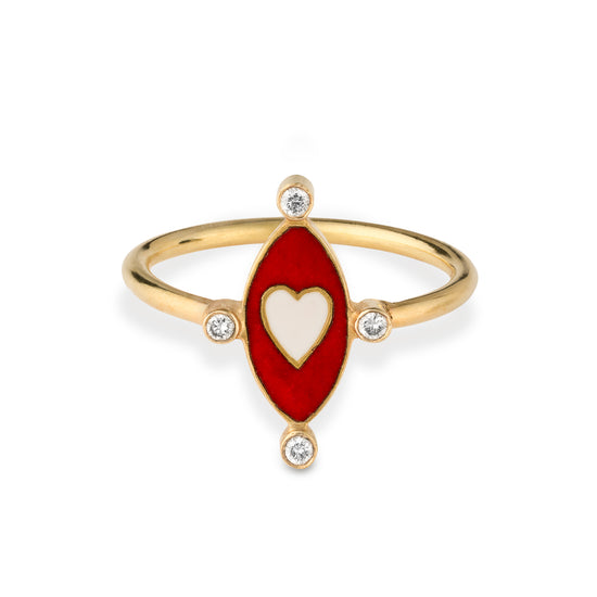 Load image into Gallery viewer, Holly Dyment Little White Heart Enamel Ring
