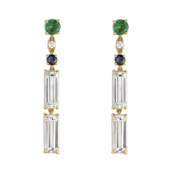 Yi Collection Emerald and White Topaz Starry Nights Earrings