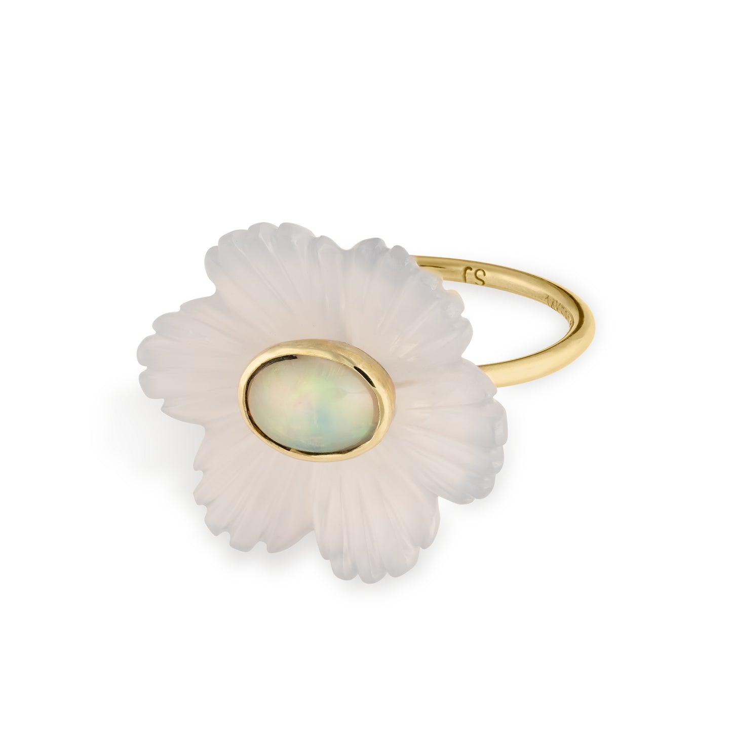 Sophie Joanne Paradise Small Flower Ring - Chalcedony & Ethiopian Opal