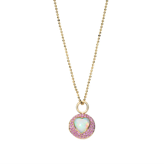 Devon Woodhill Peekaboo Heart Ball Locket - Pink Sapphires & Opal