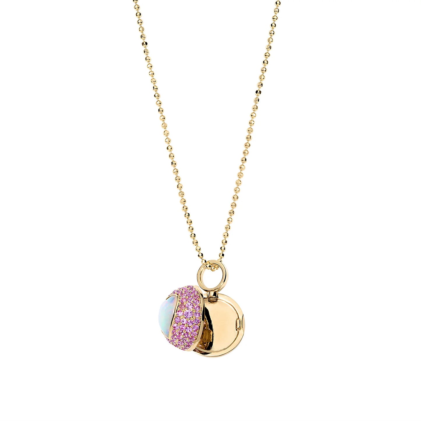 Devon Woodhill Peekaboo Heart Ball Locket - Pink Sapphires & Opal