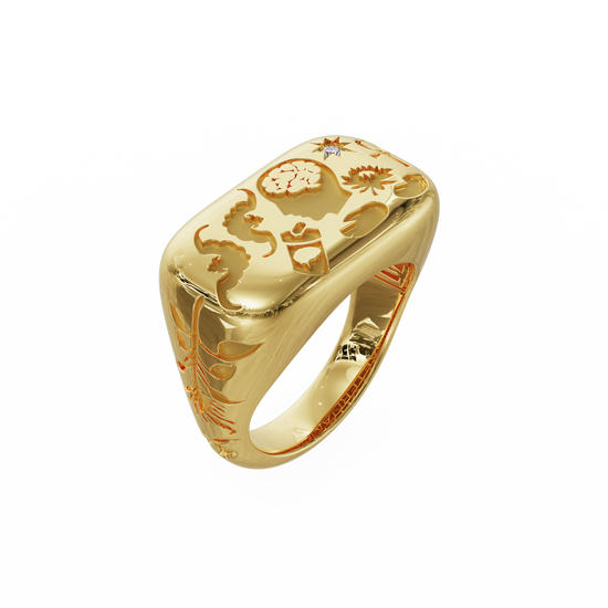 Dyne x The Seven 18K Yellow Gold Cloud Ring with Diamond