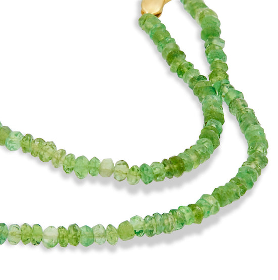 The Seven green tourmaline faceted small strand