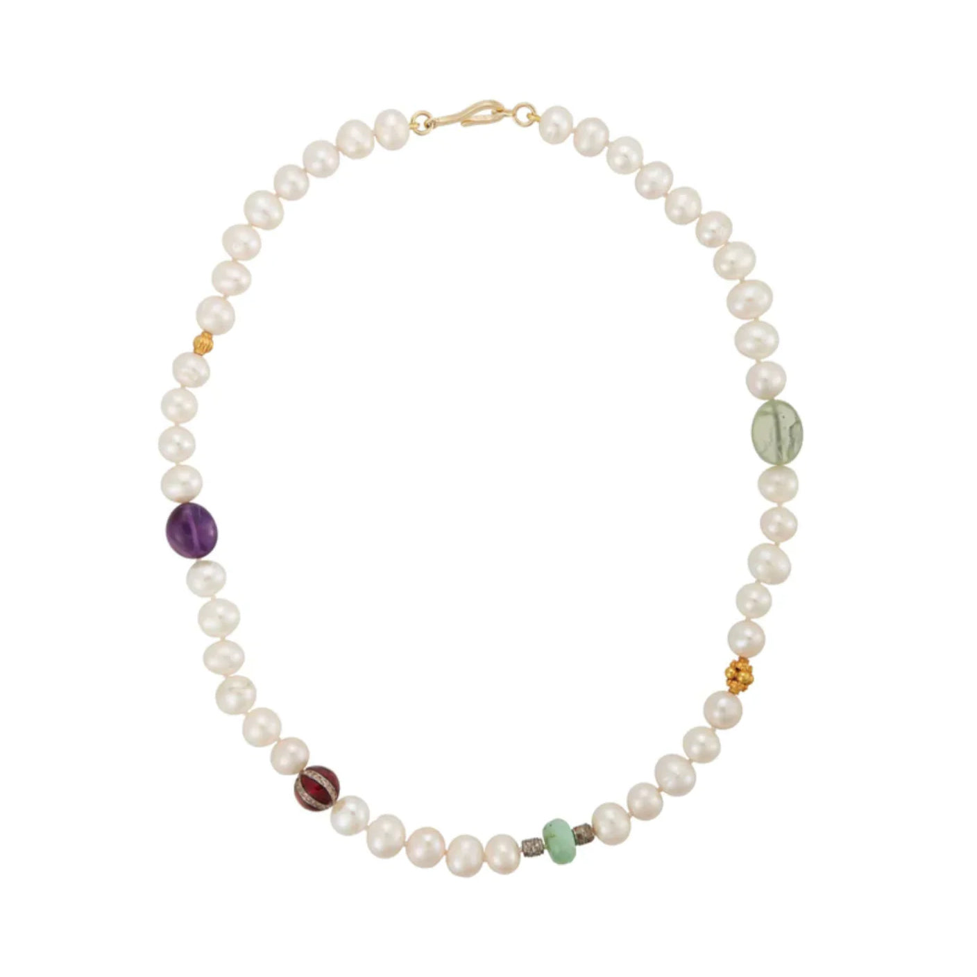 Ileana Makri Globe Beaded Necklace in White Pearl